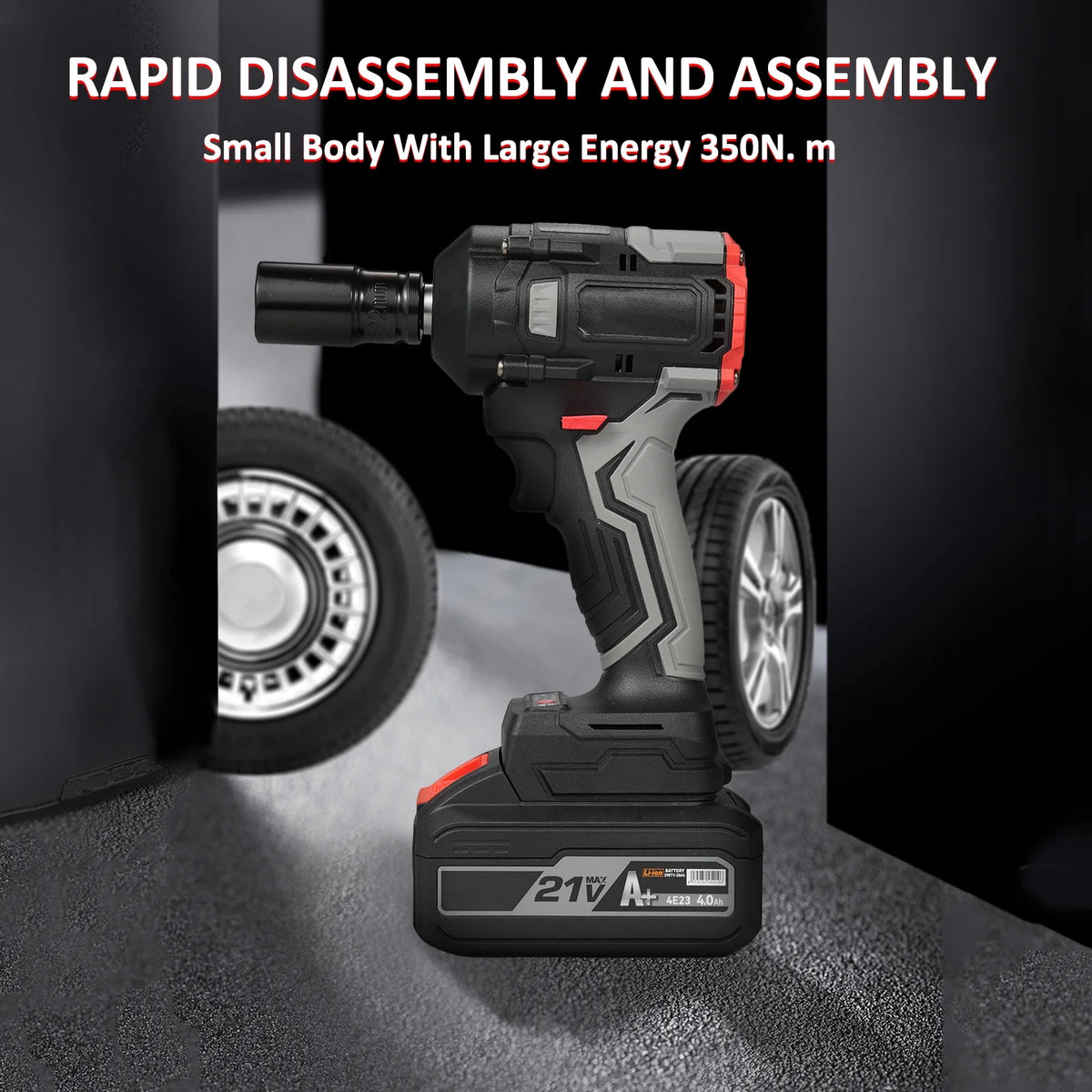 1/2 Inch 21v Electric Wrench with 4.0ah Battery and 17pcs Y618096