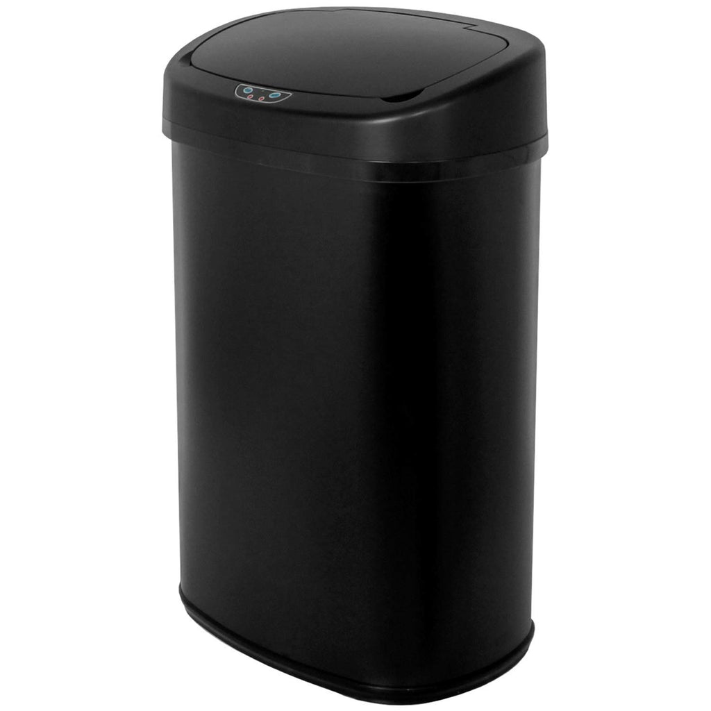 13 Gallon Black Stainless Steel Trash Can with Lid K389