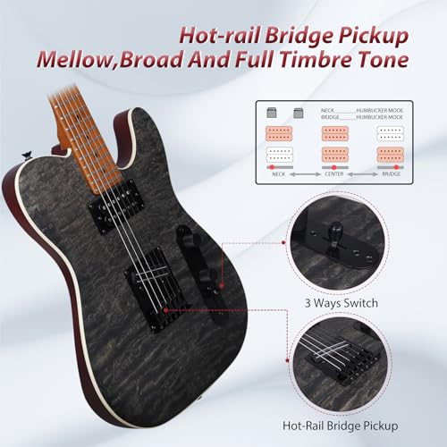 39 Inch Solid Wood Right Handed Electric Guitar with Amp, HSS Pick Up, Poplar Body, Mint Green C394395
