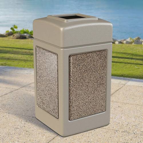 Gray 42 Gallon Square Trash Receptacle F173