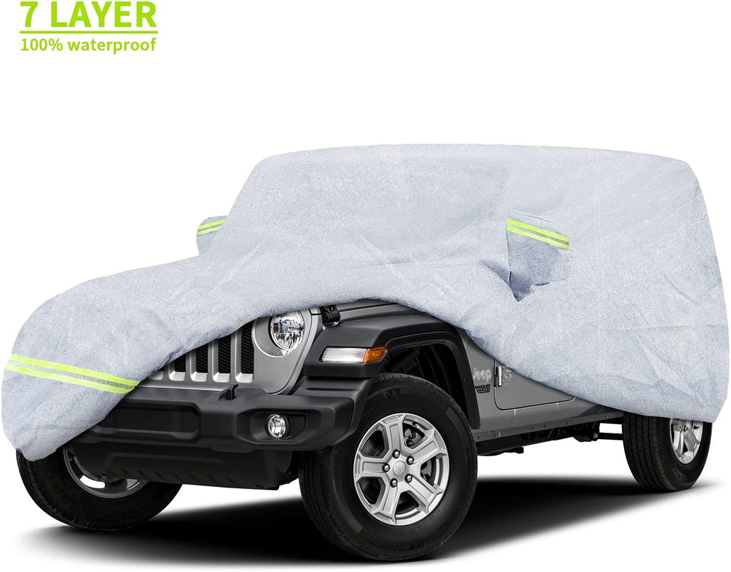 7 Layers Car Cover with Windproof Strap & Driver Door Zipper F818