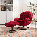 Velvet Swivel Accent Chair with Ottoman Set (Fruit Green) E536