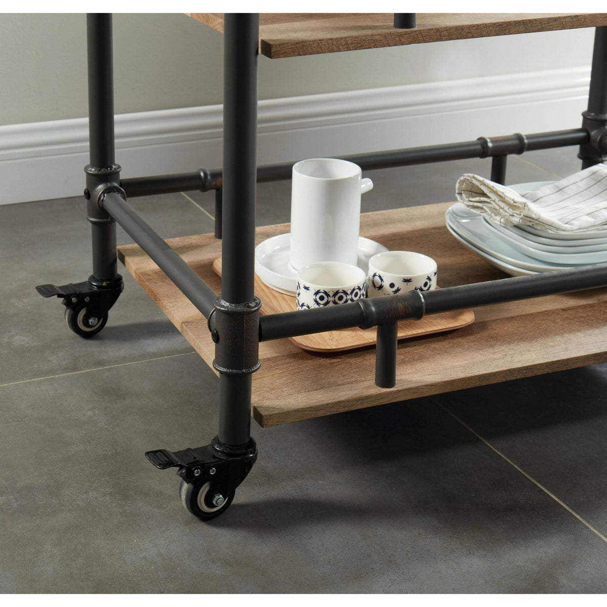 Black Metal Mobile Serving Cart J47432