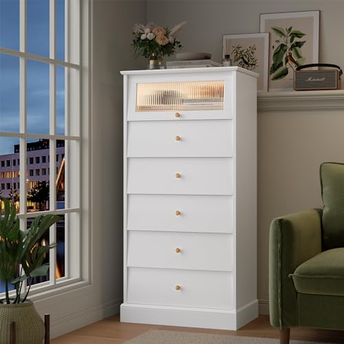 6 Drawer Black Dresser with Glass Drawer D96747
