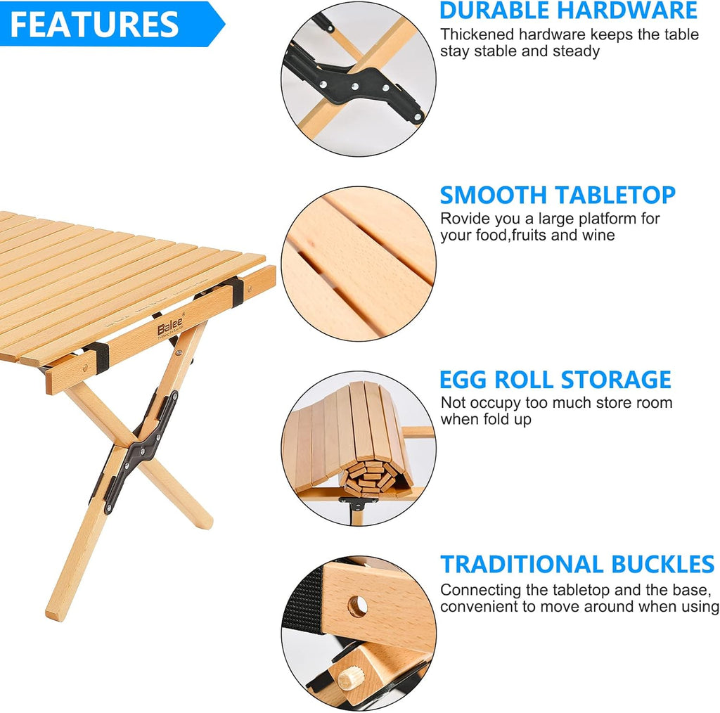 4ft Foldable Wooden Picnic Table with Carry Bag B998639