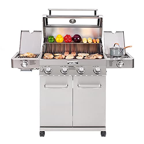4-Burner Propane Gas Grill Stainless Steel with Rotisserie Kit B797597