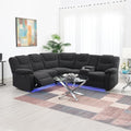 94'' L-Shaped Velvet Reclining Sectional Couch with LED Light and Storage Box Y18704