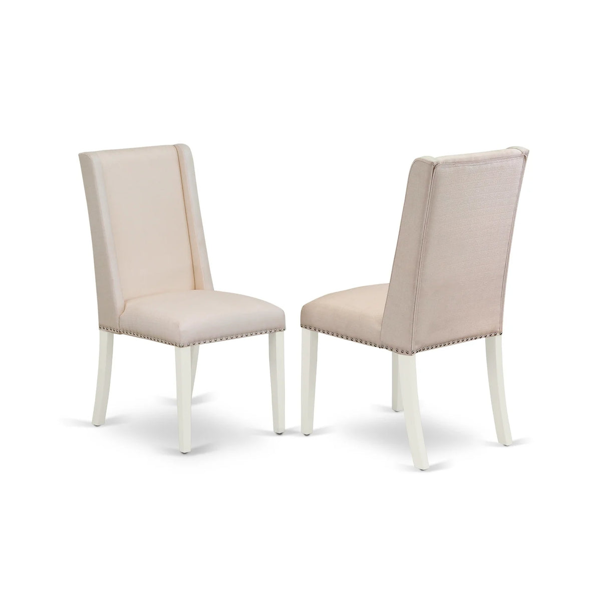 6-Pc Dining Table Set with Cream Linen Fabric Seat and Rectangular Top S85096