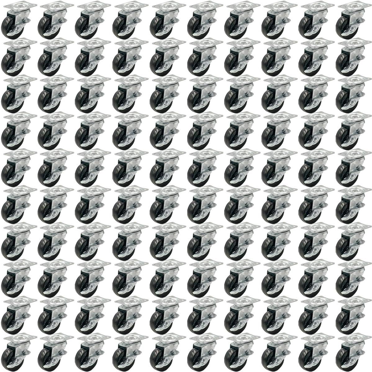 48 Pack 2 Swivel Caster With Brake Wheels Hard Rubber R8600