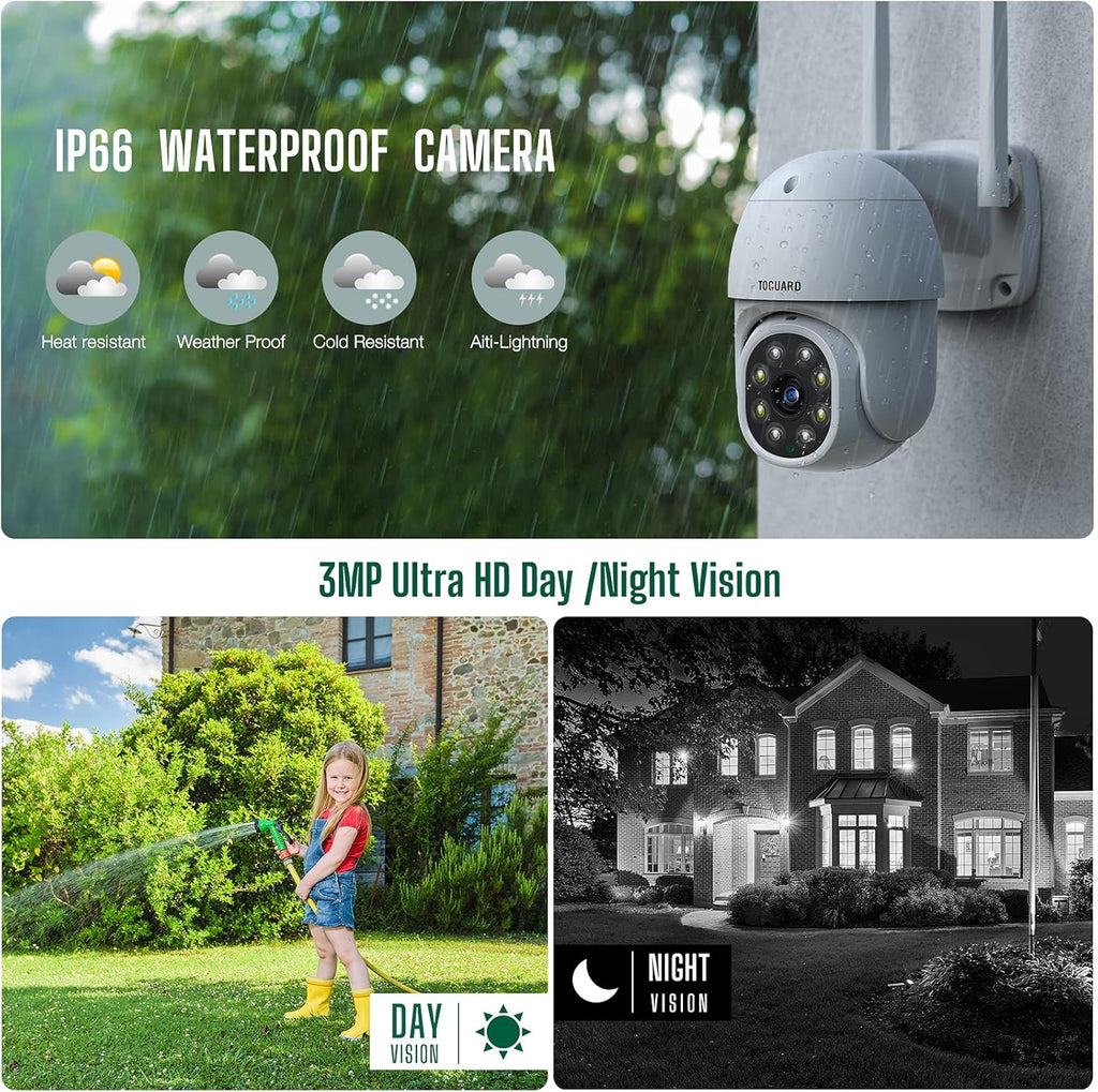Wireless WiFi 3MP Outdoor Security Camera System with 1TB Hard Drive T4614