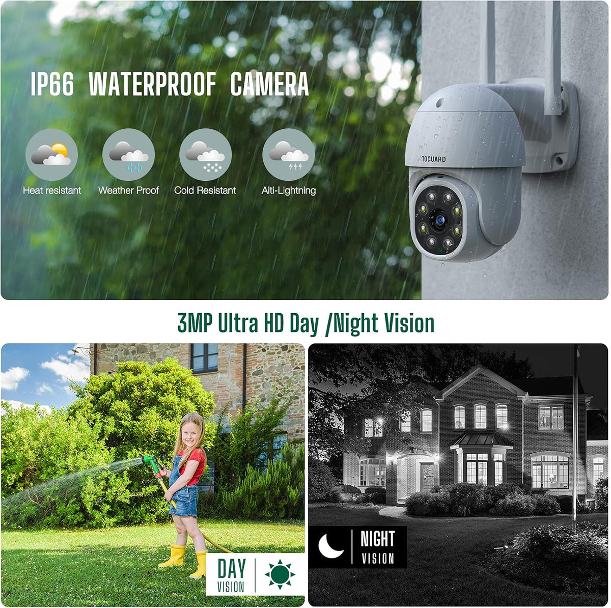 Wireless WiFi 3MP Outdoor Security Camera System with 1TB Hard Drive T4614
