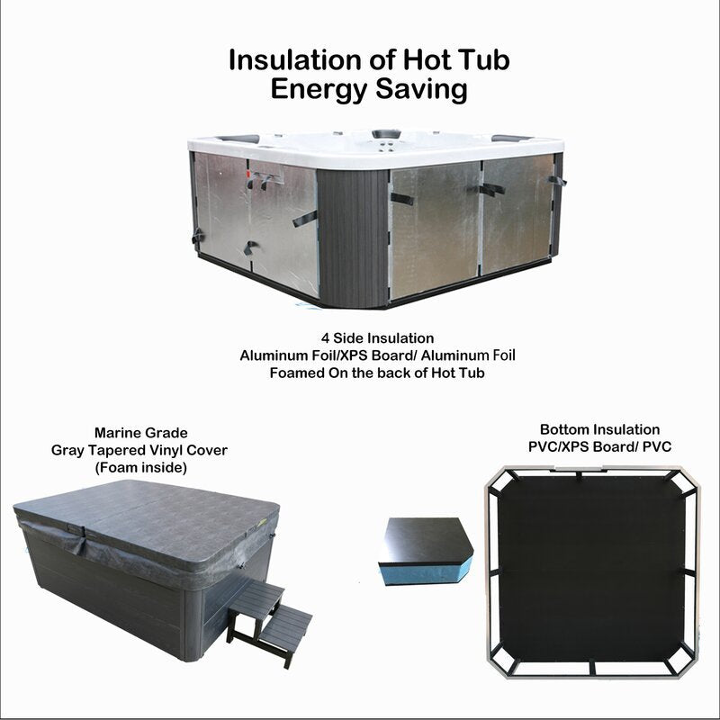 Grey Oak 3-Person Rectangular Acrylic Hot Tub O4733