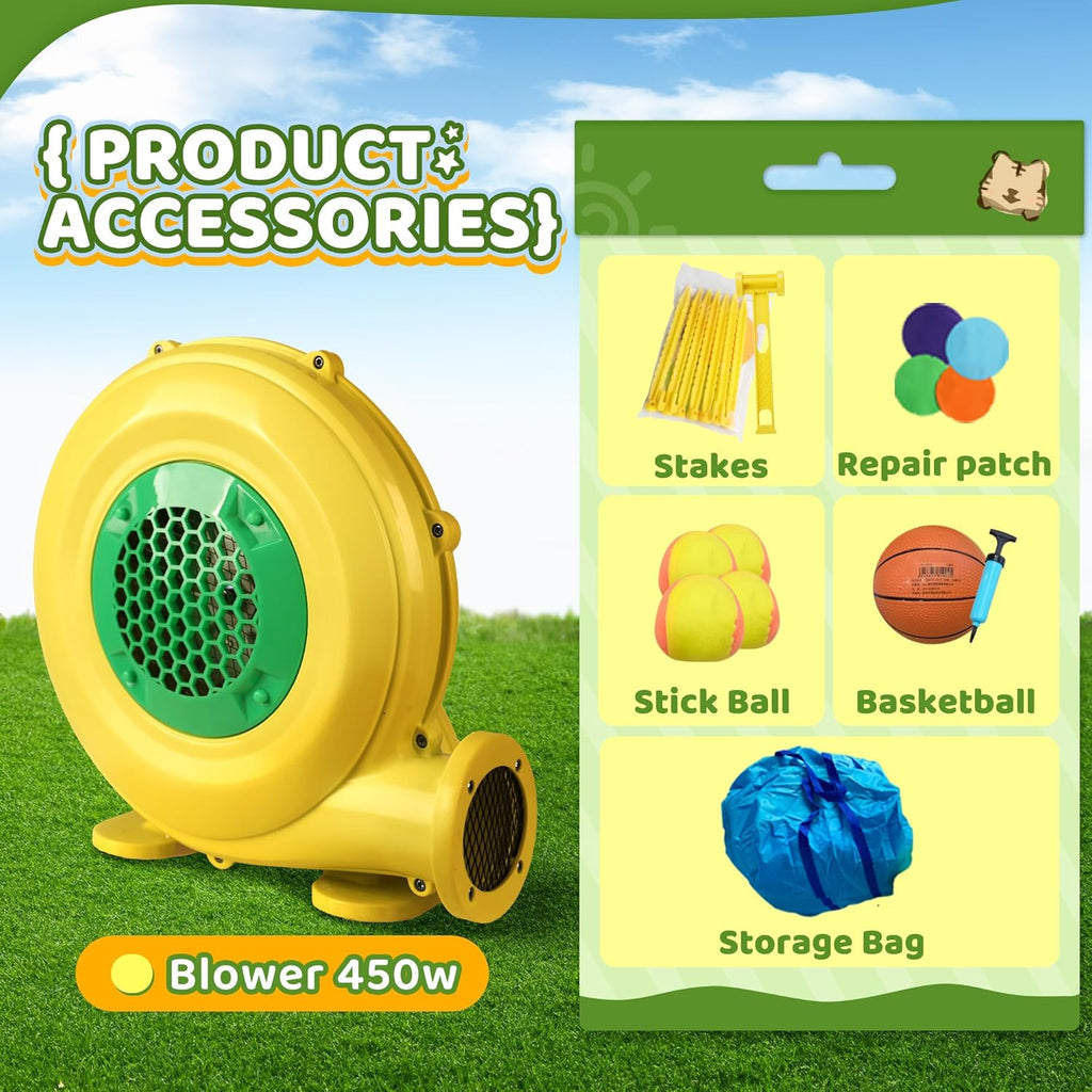 Inflatable Bouncy Castle with Slide and Basketball Hoop V923906