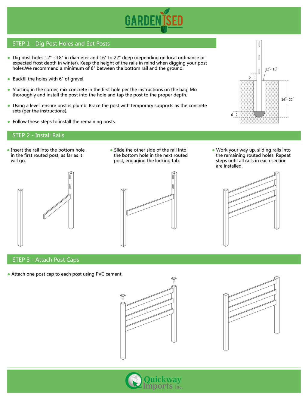 Pack of 2 Vinyl Fence Posts with Cap A782
