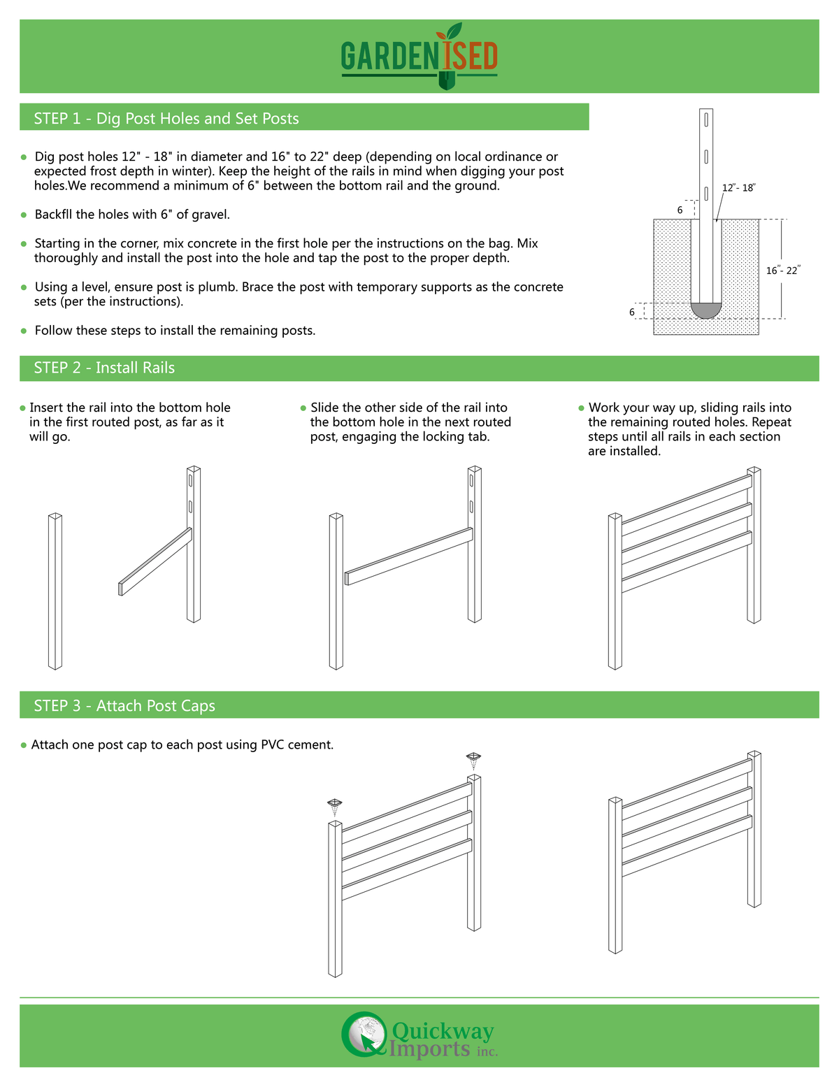 Pack of 2 Vinyl Fence Posts with Cap A782