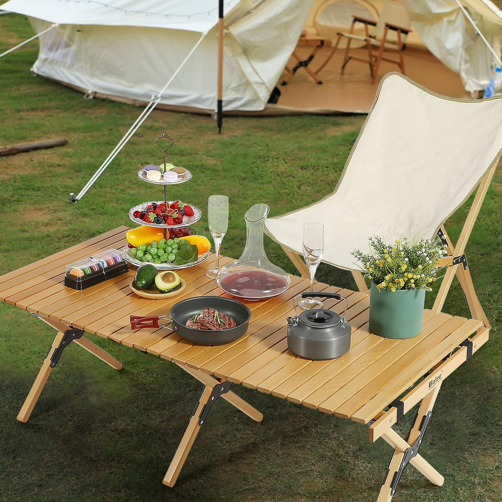 4ft Foldable Wooden Picnic Table with Carry Bag B998639