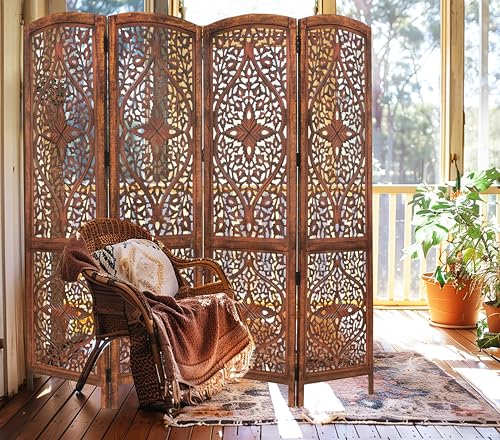 4 Panel Folding Wood Room Divider C536