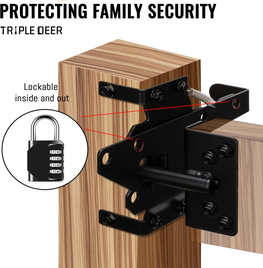 Black Metal Self-Locking Gate Latch K1314
