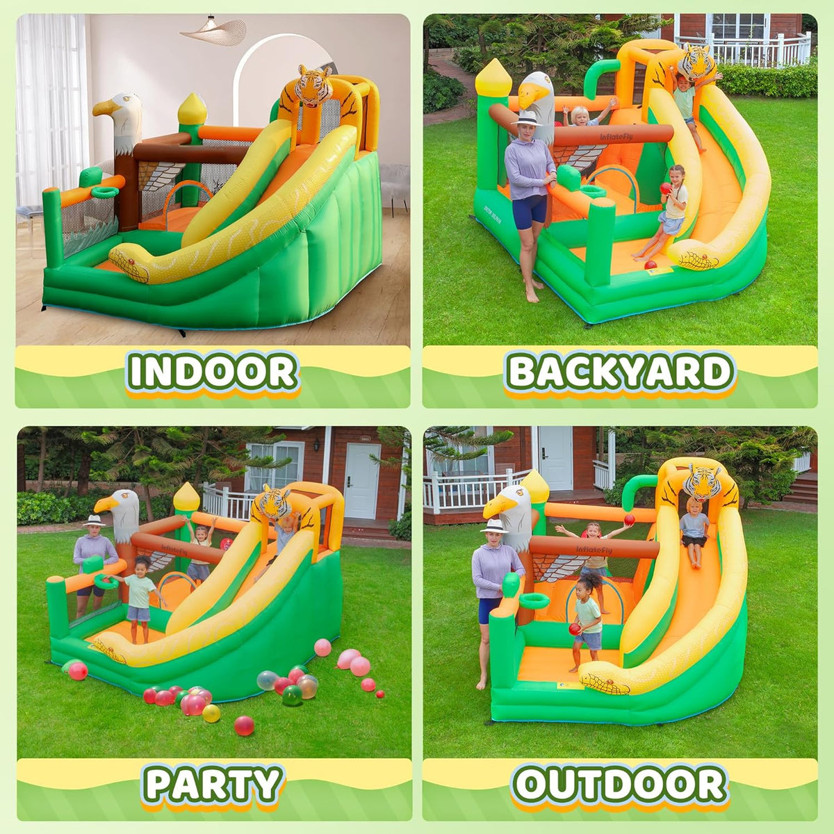 Inflatable Bouncy Castle with Slide and Basketball Hoop V923906