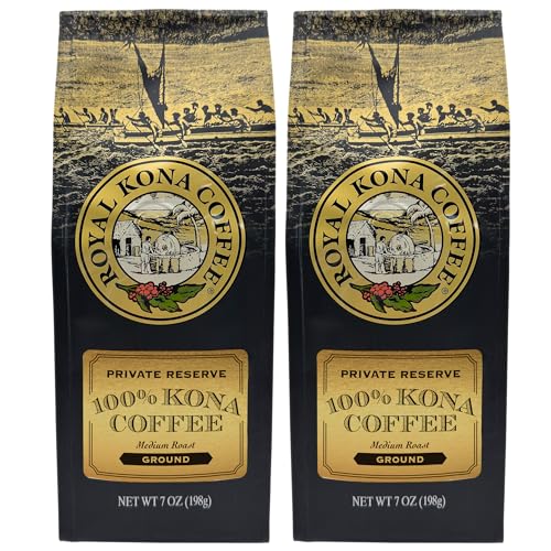 2-PACK 100% Hawaiian Kona Coffee Medium Roast Ground - 7 Ounce Bags (Pack of Two) O90795