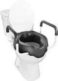 Black 4 inch Elevated Toilet Seat with Lid and Handles F16559