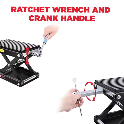 1200 LBS Steel Motorcycle Scissor Jack with Ratchet Wrench O255632
