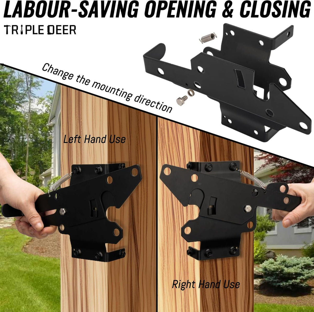 Black Metal Self-Locking Gate Latch K1314