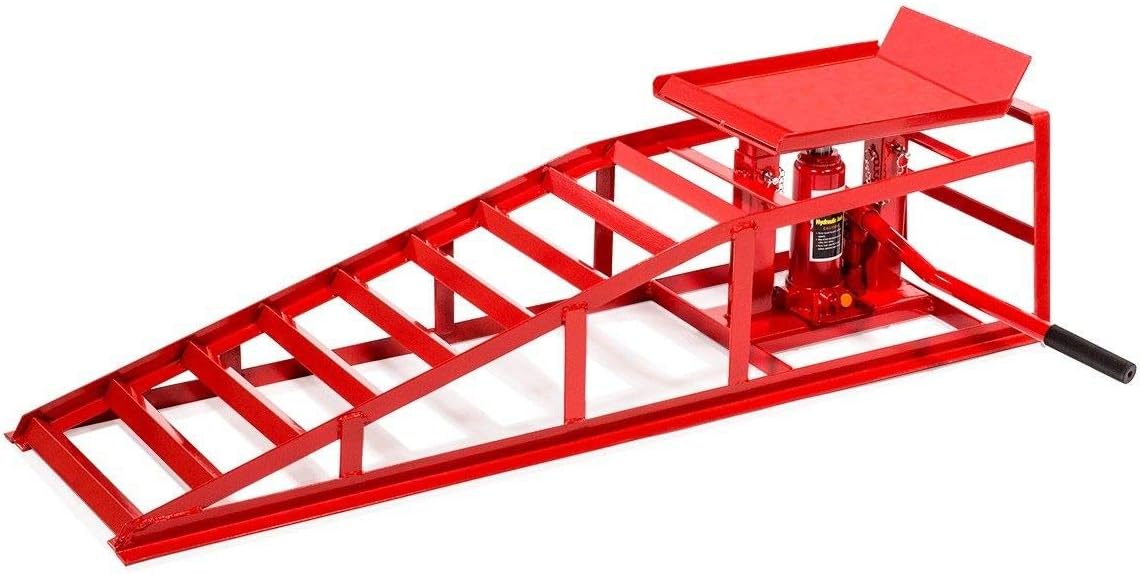 Red 1pc Low Profile Car Lift Ramps D9753