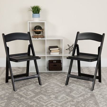 Black Resin Folding Chair with Vinyl Padded Seat C6280