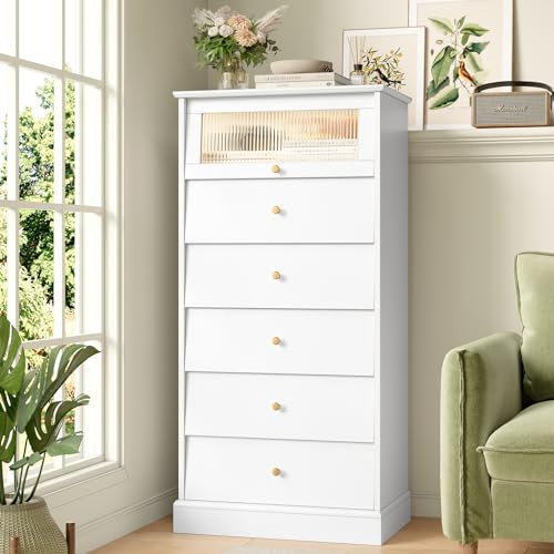 6 Drawer Black Dresser with Glass Drawer D96747