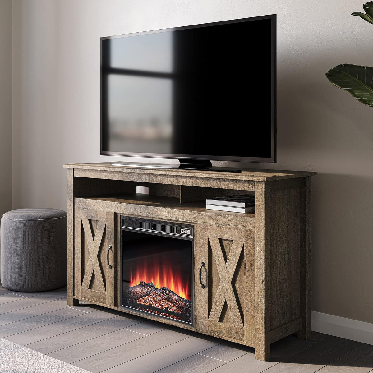 Wood Electric Fireplace TV Stand for TVs up to 65 Inches C29864