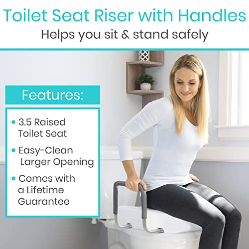 White Raised Toilet Seat with Handles Z48309