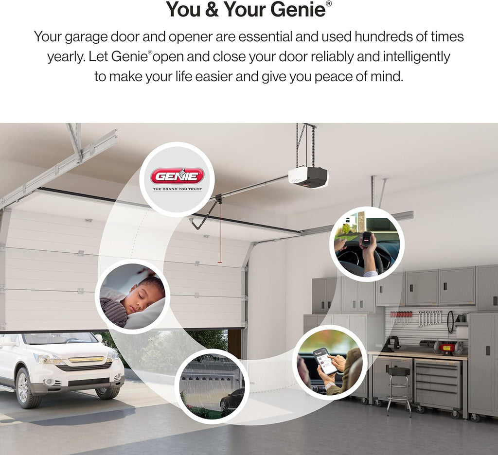Smart Garage Door Opener with WiFi and Battery Backup, Black/White V2234