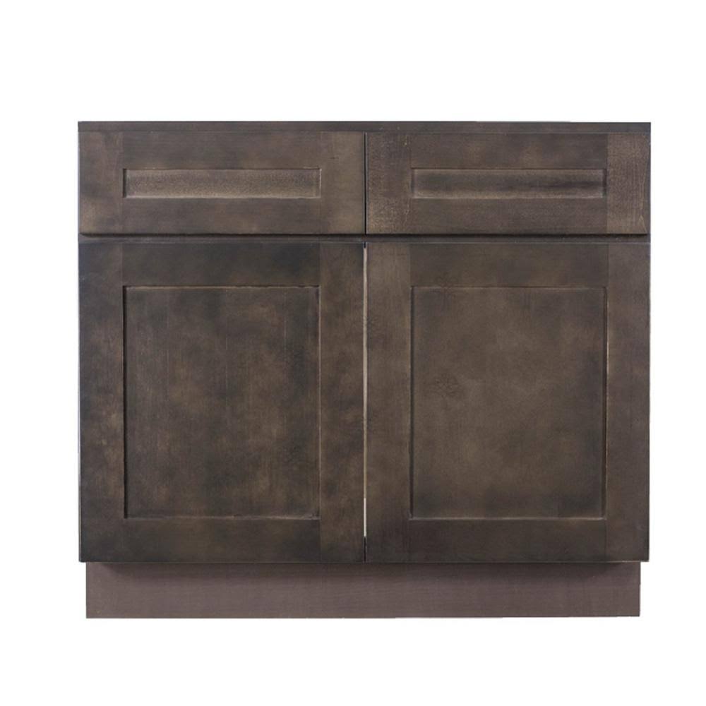 Assembled 39 in. x 34.5 in. x 24 in. Sink Base Cabinet with 2 Doors in Vintage Charcoal R41428