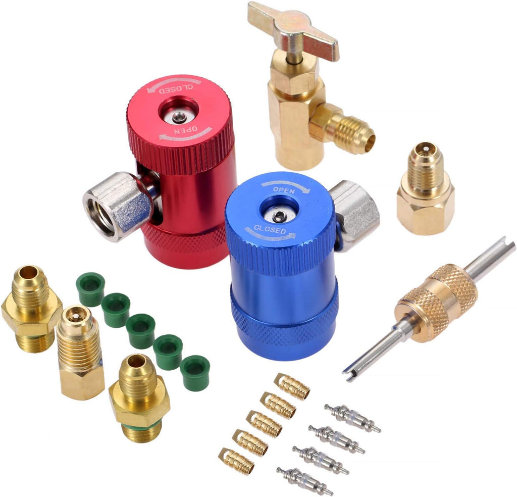 R1234YF Quick Couplers Kit with R12 R22 to R134A Adapters and Valve Core Remover E444049