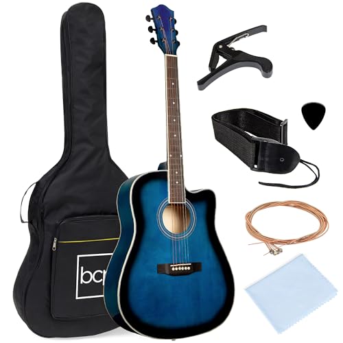 Natural Full Size Acoustic Guitar Starter Set with Case, Strap, Capo, Strings, Picks Y5108