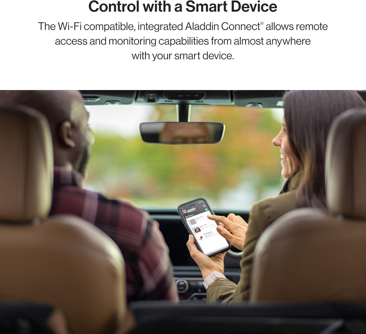 Smart Garage Door Opener with WiFi and Battery Backup, Black/White V2234