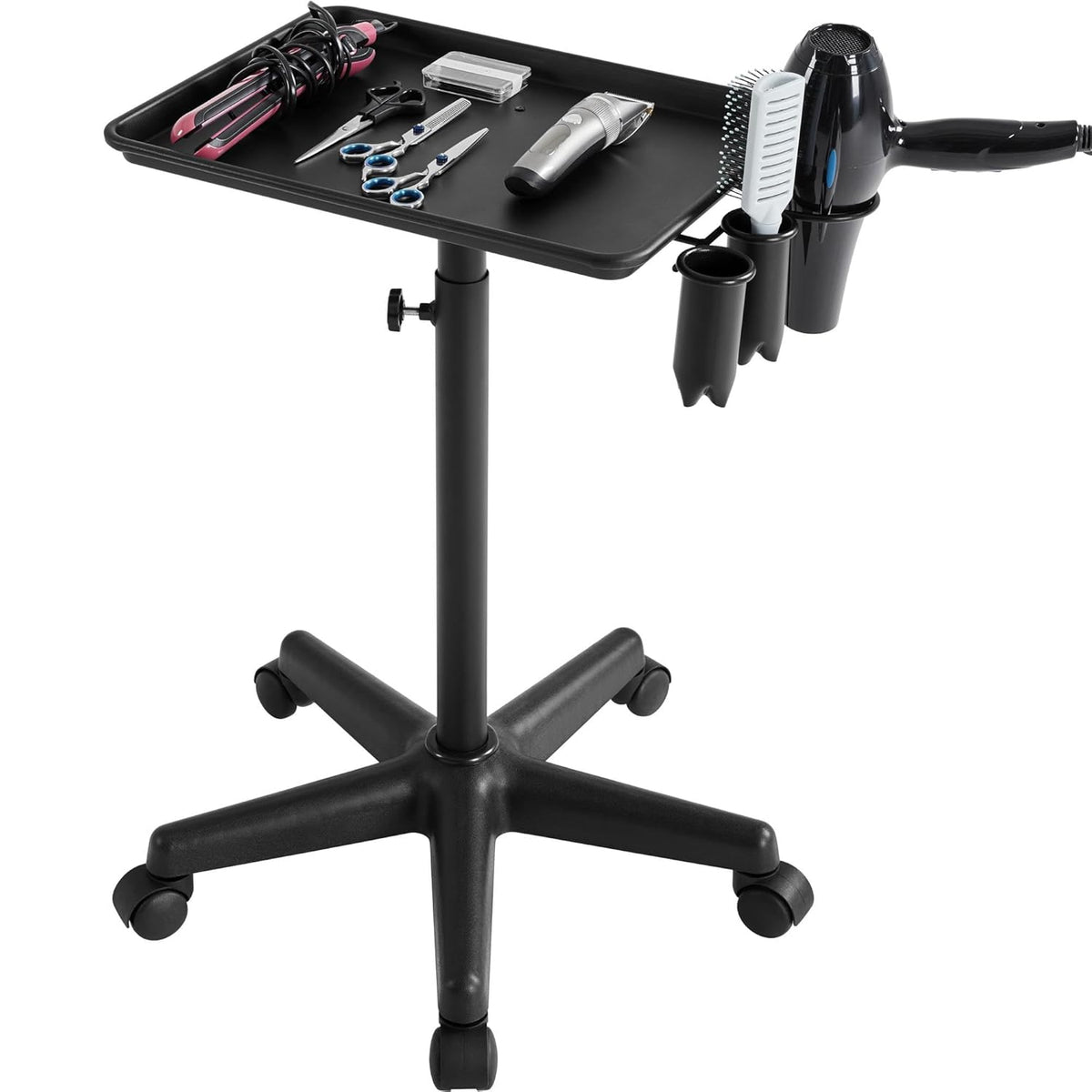 Black Rolling Aluminum Utility Cart with 5 Casters E3412