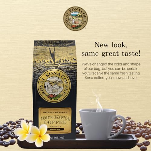 2-PACK 100% Hawaiian Kona Coffee Medium Roast Ground - 7 Ounce Bags (Pack of Two) O90795