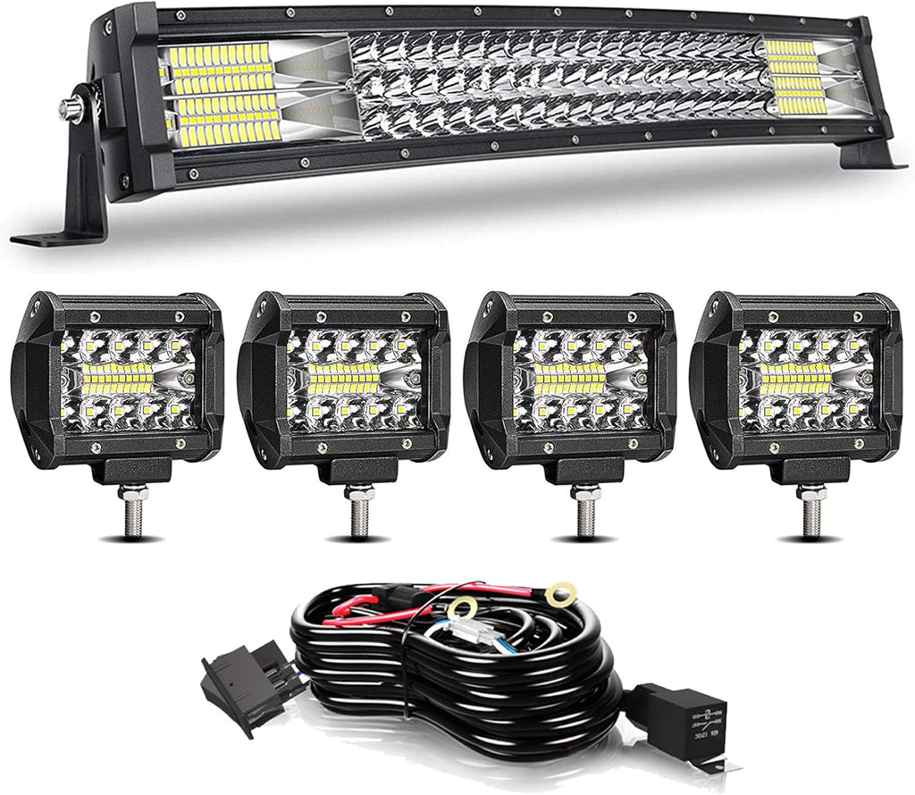 32 LED Light Bar with Wiring Harness and 4 Inch Fog Lamps I28838