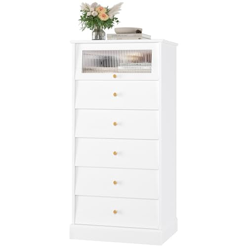 6 Drawer Black Dresser with Glass Drawer D96747