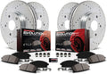 Front and Rear Carbon Fiber Brake Pads with Drilled & Slotted Brake Rotors Kit B75037