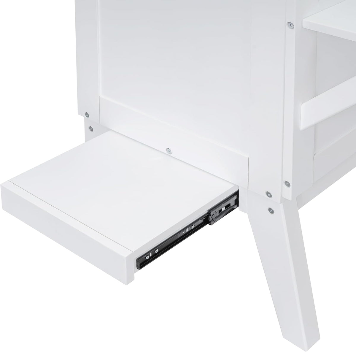 White Queen Wooden Murphy Bed with Desk Board and Removable Shelves V454
