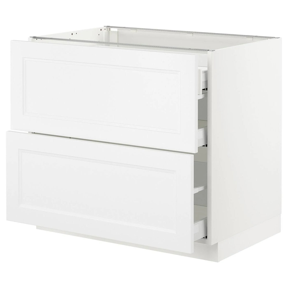 White Base Cabinet with 2 Fronts 3 Drawers G6582