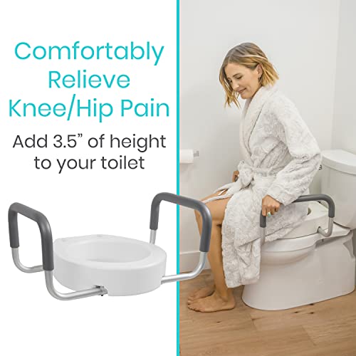 White Raised Toilet Seat with Handles Z48309