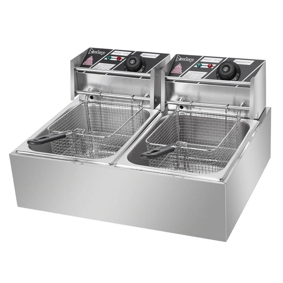 12L Stainless Steel Electric Double Tank Deep Fryer With Basket D913