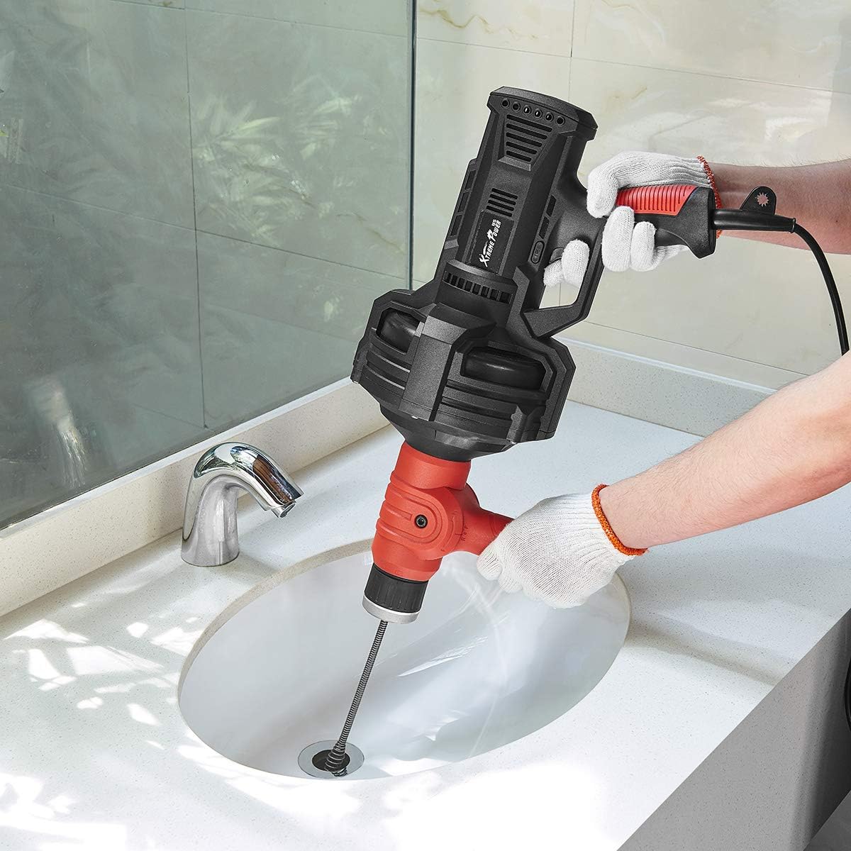 Handheld Auto Feed Snake Drain Auger with 25 ft Cable U738