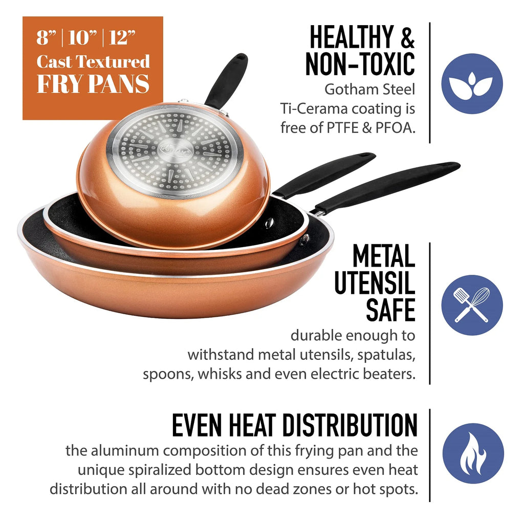 3-Piece Copper Nonstick Frying Pan Set F511