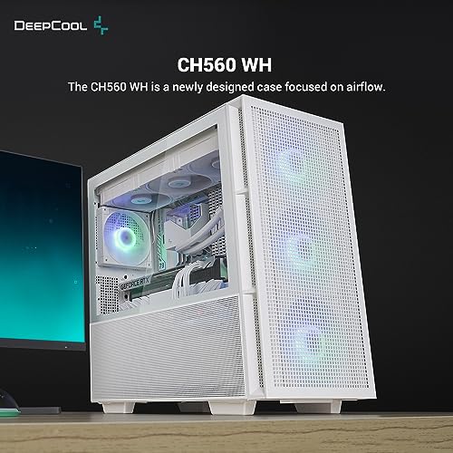High-Airflow Mid-Tower ATX PC Case with Tempered Glass Side Panel O8586