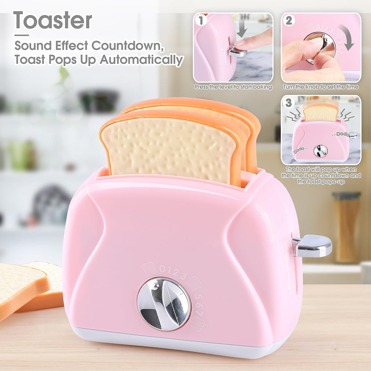 Toy Kitchen Set with Blender, Coffee Maker, Mixer, Toaster R414483